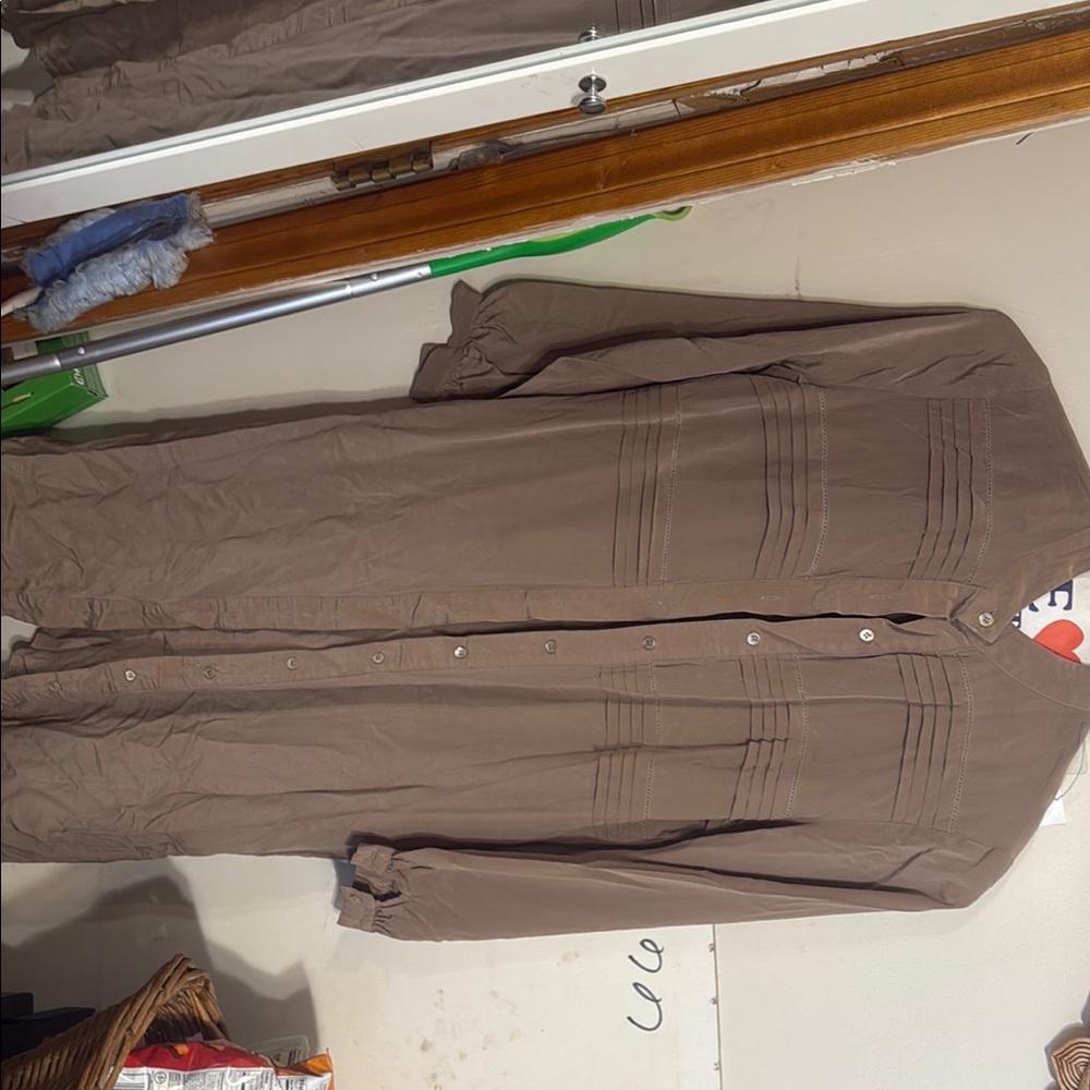 Brown Button-Up Shirt Dress